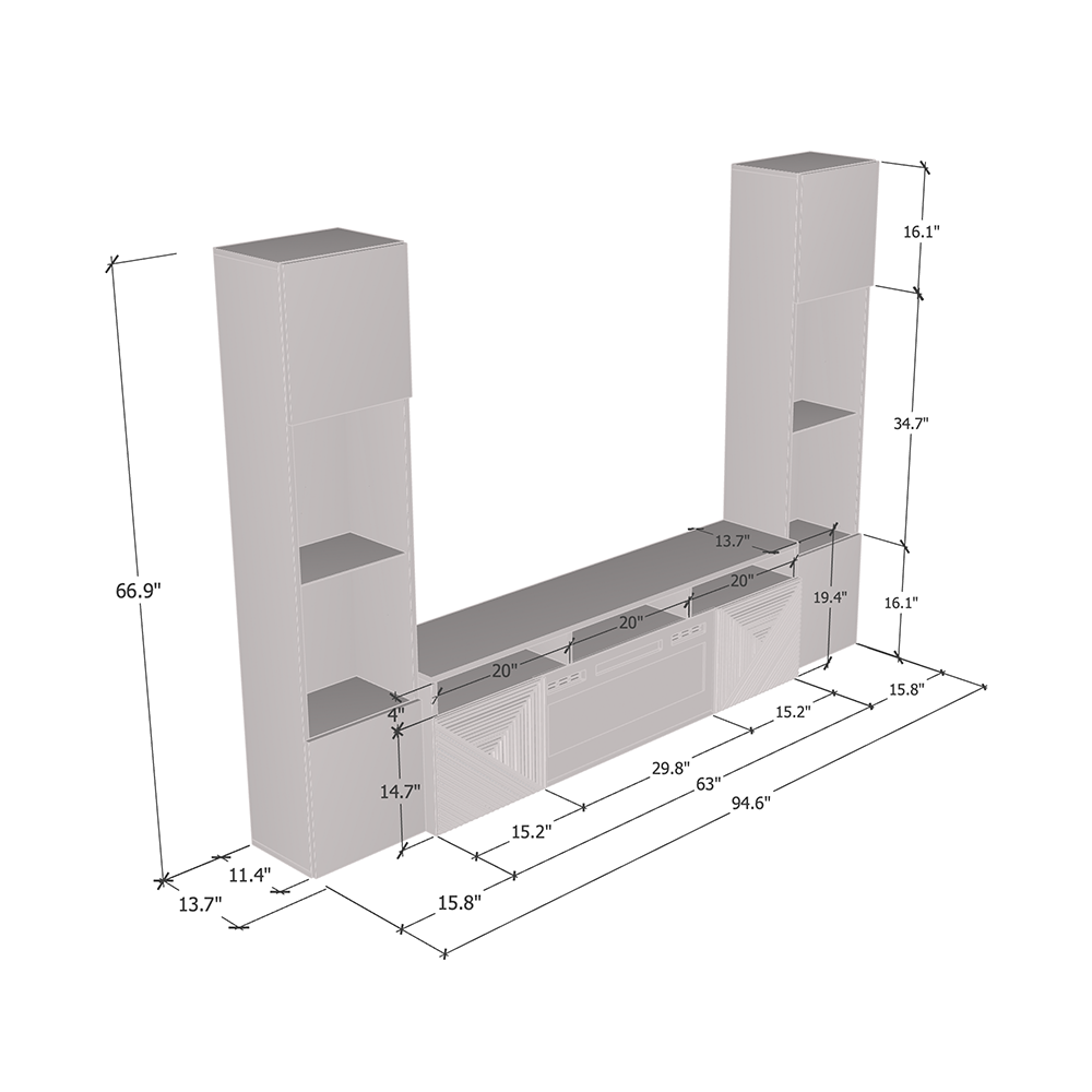 Giza WH-EF Floating Fireplace Entertainment Center