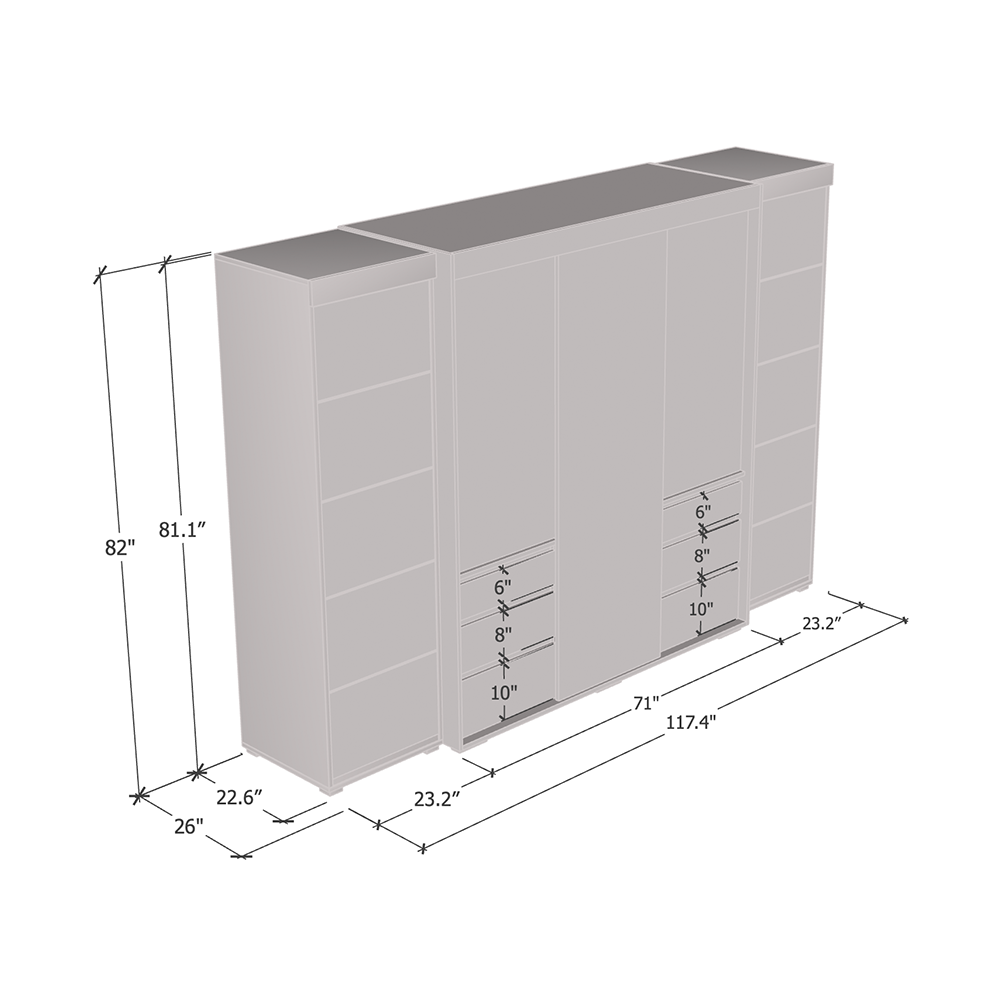 Monaco 3D-EXEX Wardrobe with 1 Mirror