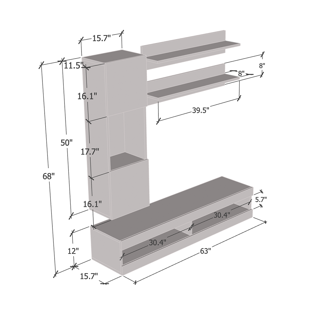 Fly H 34TV Floating Entertainment Center