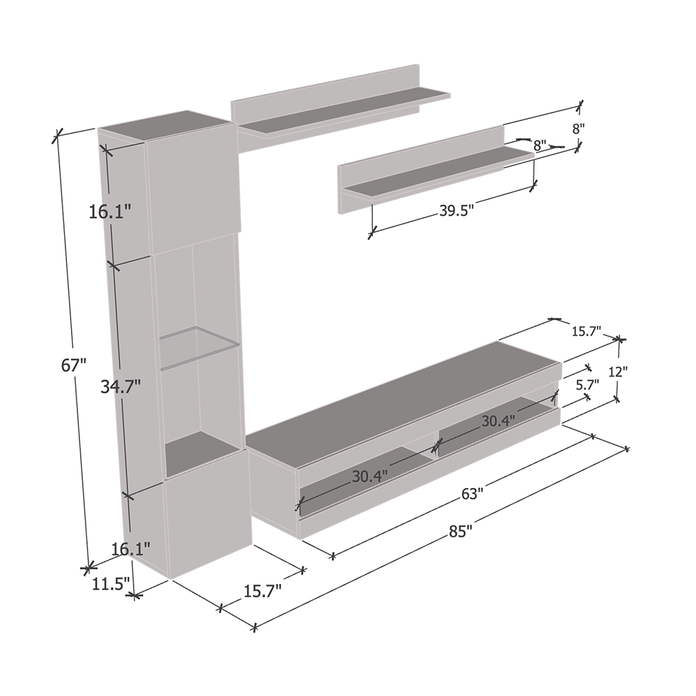 Fly G 34TV Floating Entertainment Center