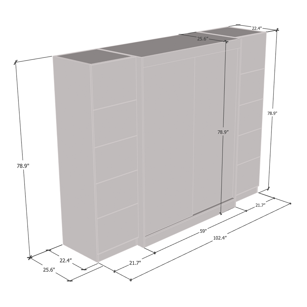 Aria 2D-EXEX Wardrobe with 2 Mirrors