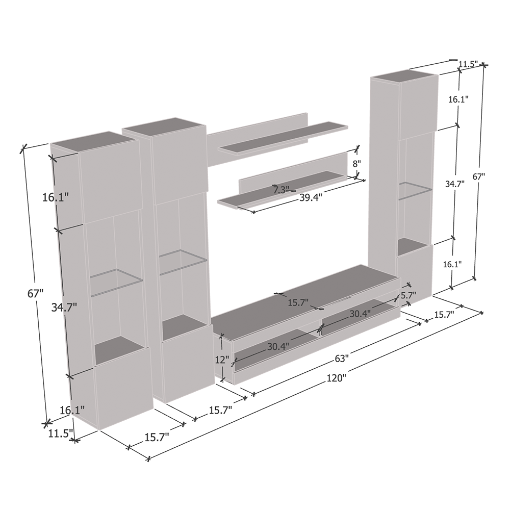 Fly C 34TV Floating Entertainment Center