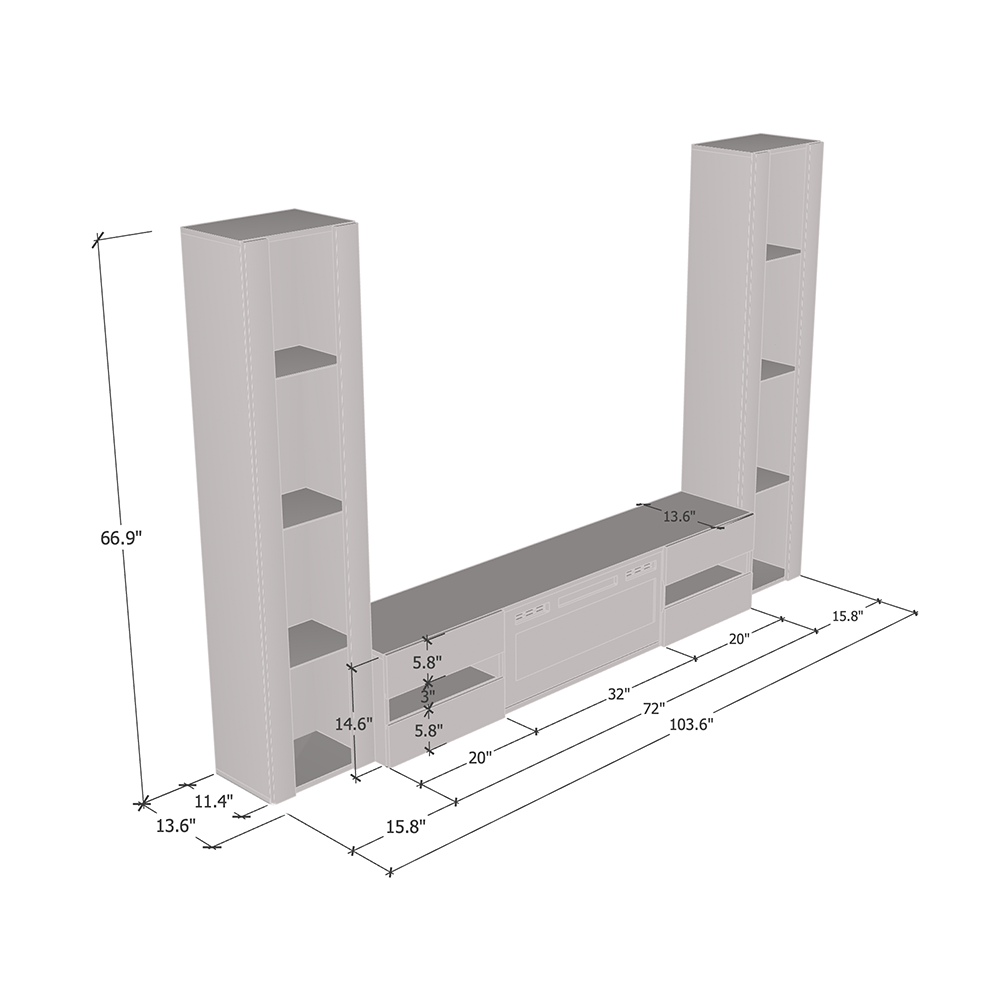 Metro WH-EF Floating Fireplace Entertainment Center
