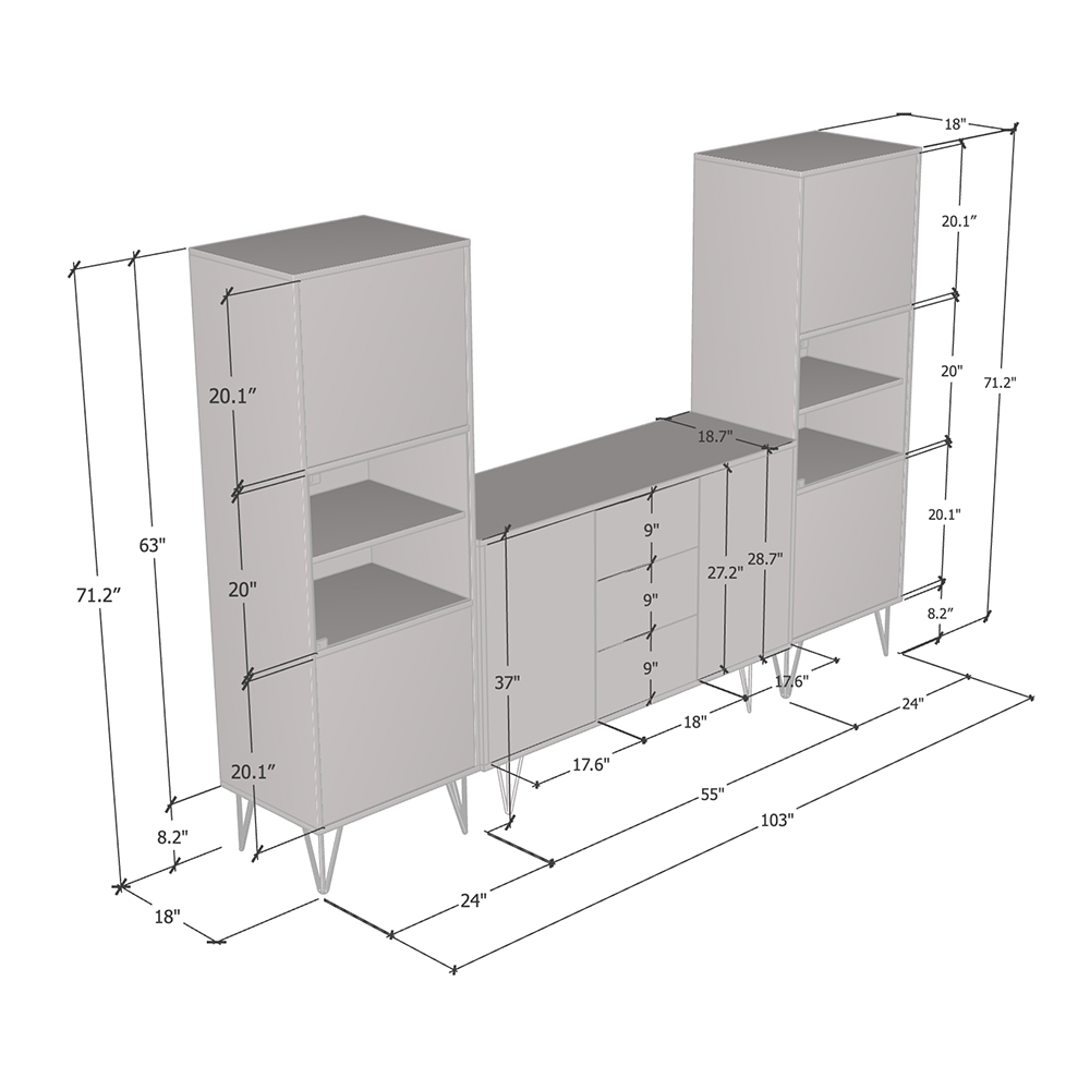 Peri SB-BK-BK Entertainment Center