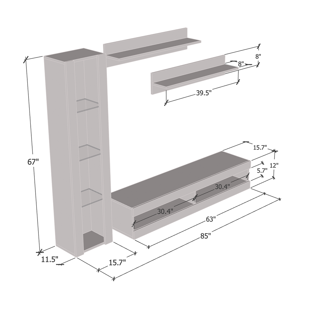 Fly G 34TV Floating Entertainment Center