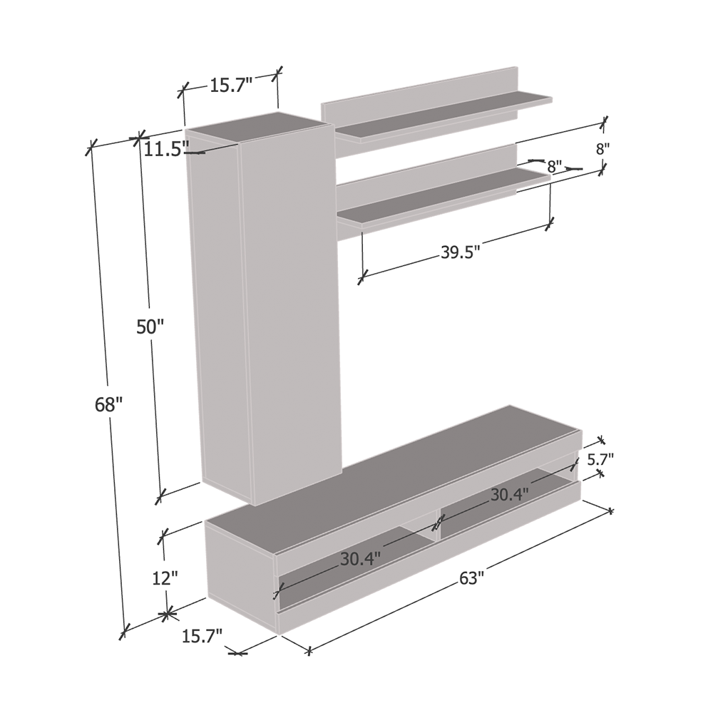 Fly H 34TV Floating Entertainment Center