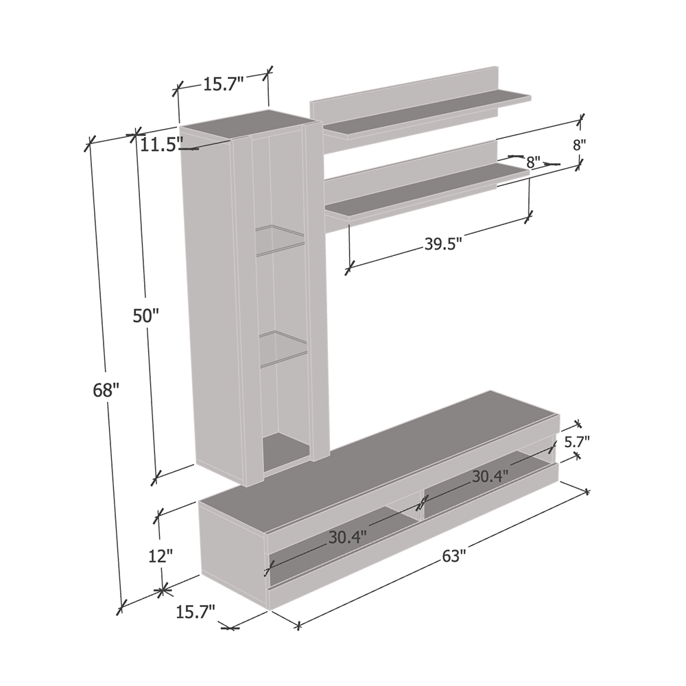 Fly H 34TV Floating Entertainment Center