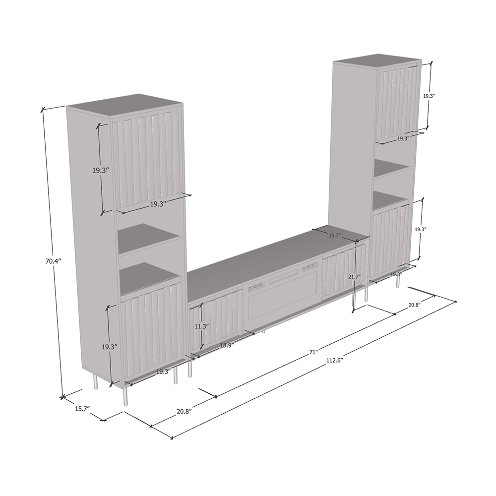 Swing 180WHEF-BK-BK Entertainment Center