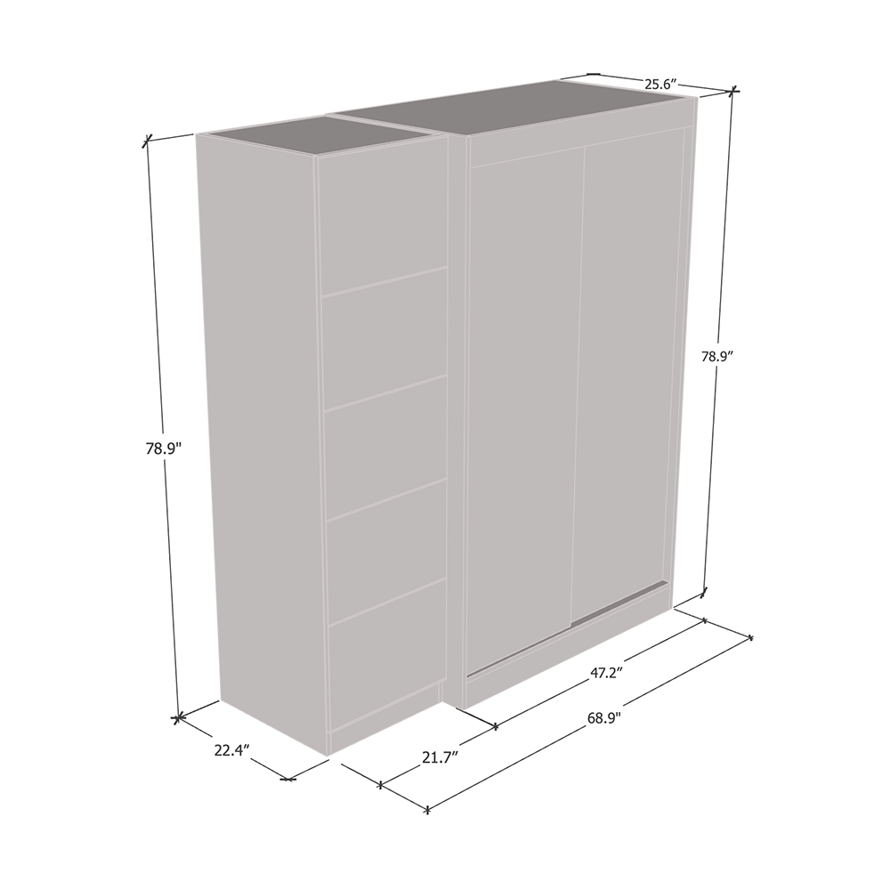 Aria 2D120-EX Wardrobe with 2 Mirrors