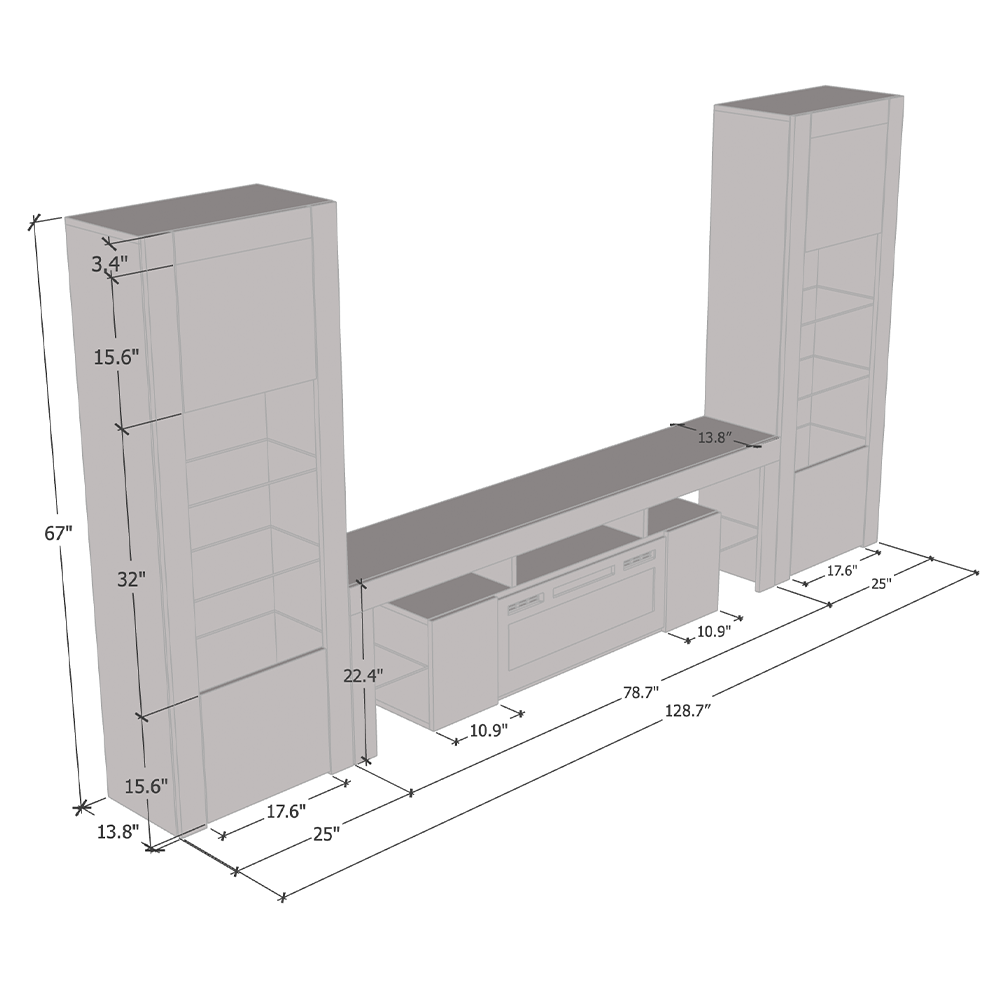 Soleo BL-EF BK-BK Entertainment Center