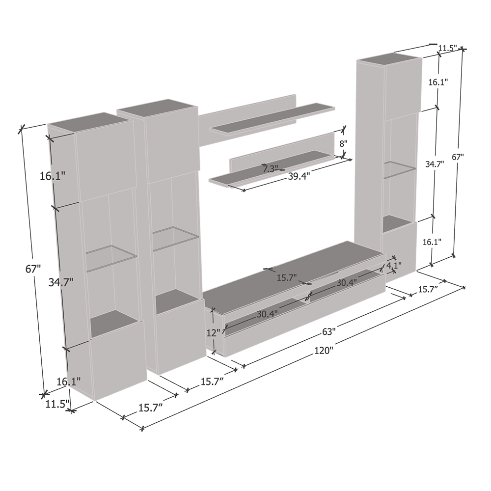 Fly C 35TV Floating Entertainment Center