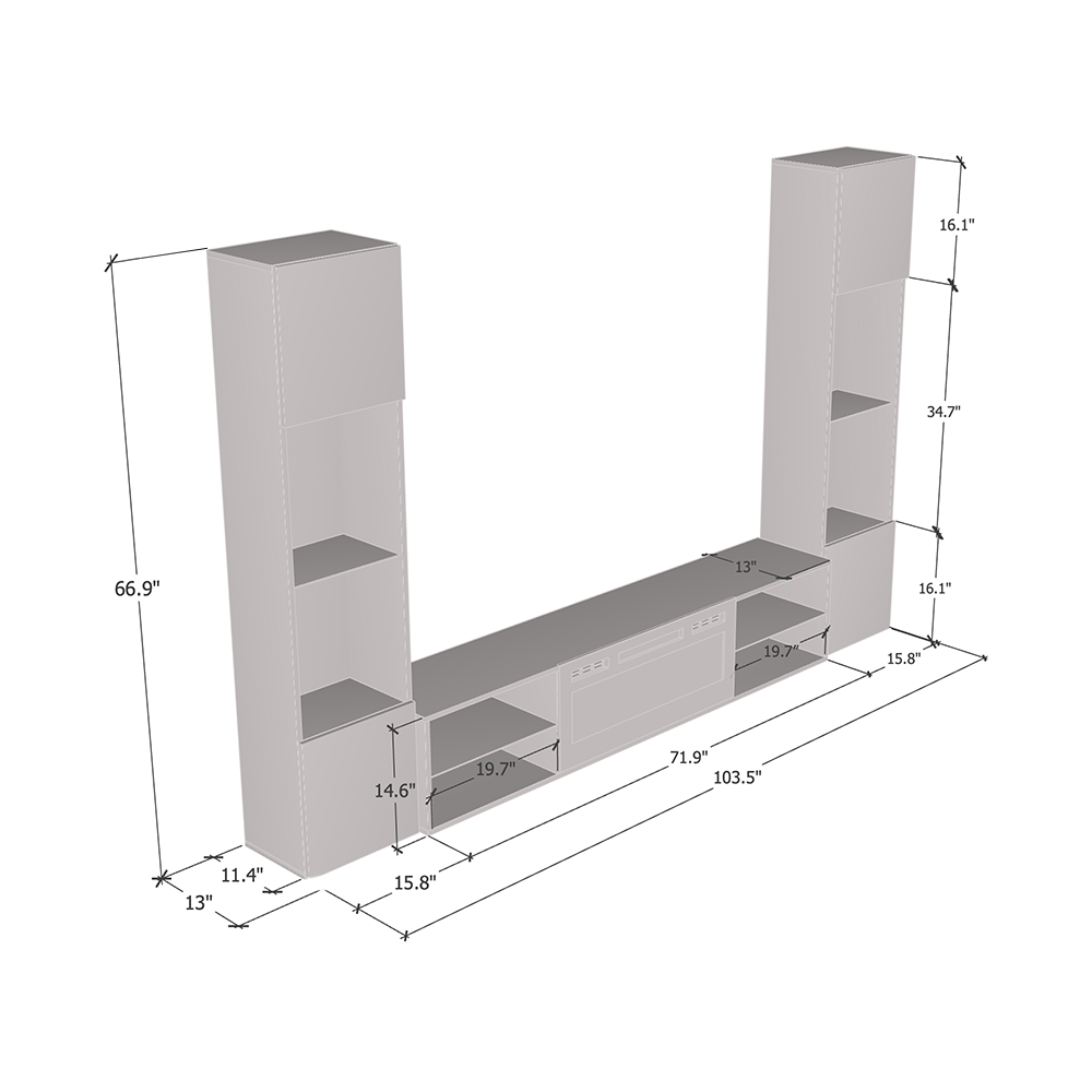 Lima BL-EF Floating Fireplace Entertainment Center