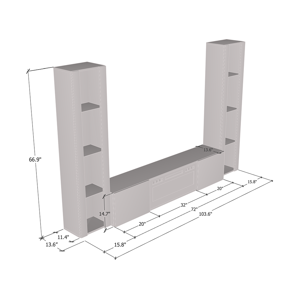 Cali BL-EF Floating Fireplace Entertainment Center