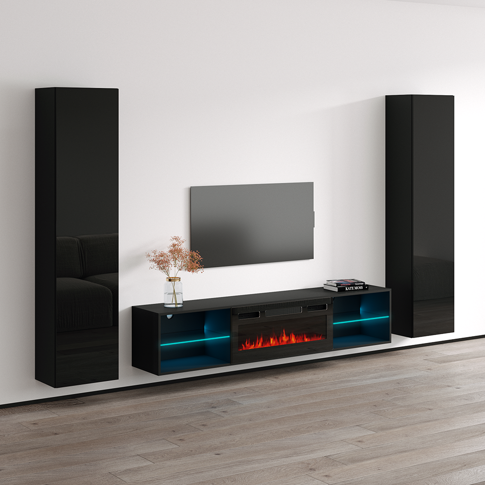 Lima BL-EF Floating Fireplace Entertainment Center