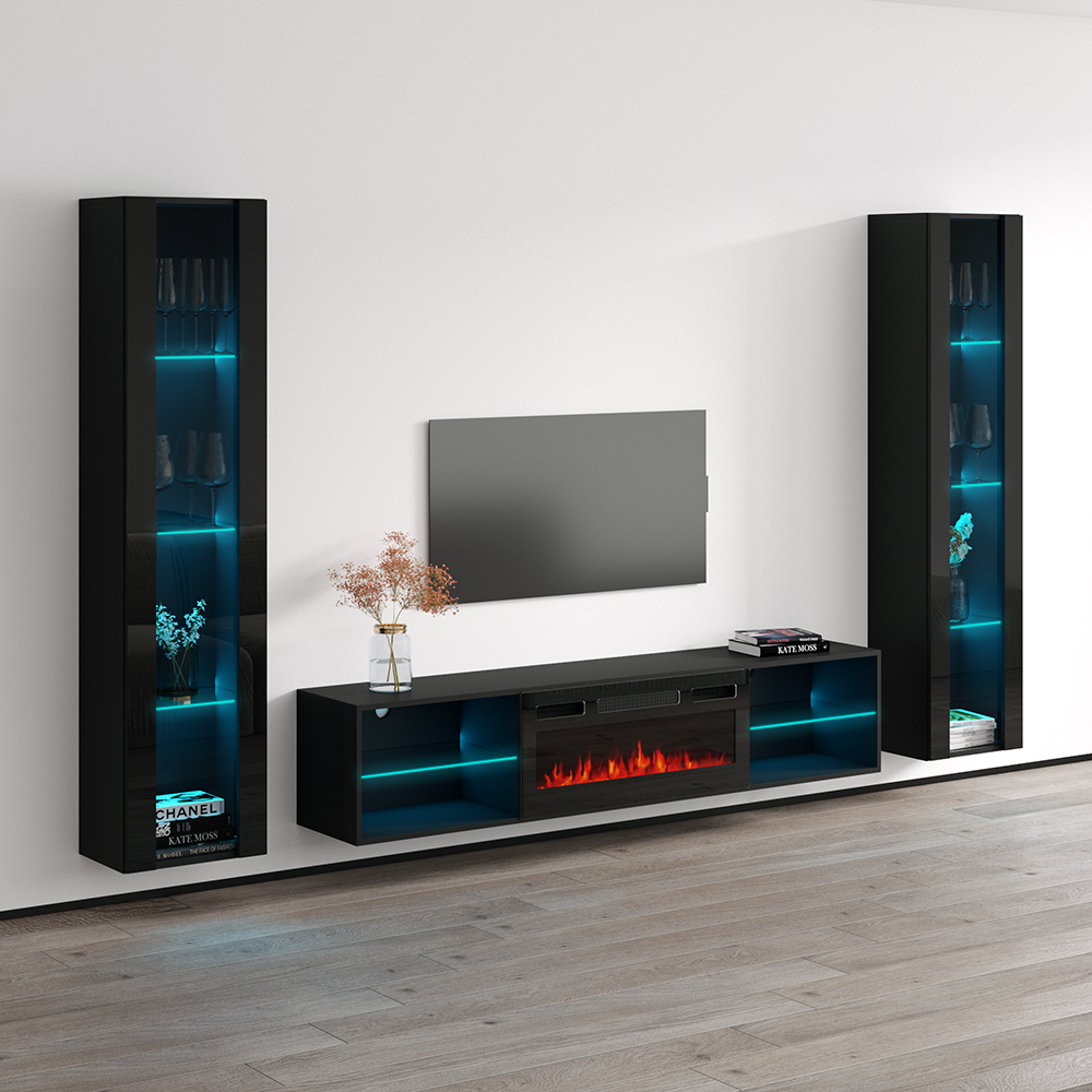 Lima BL-EF Floating Fireplace Entertainment Center