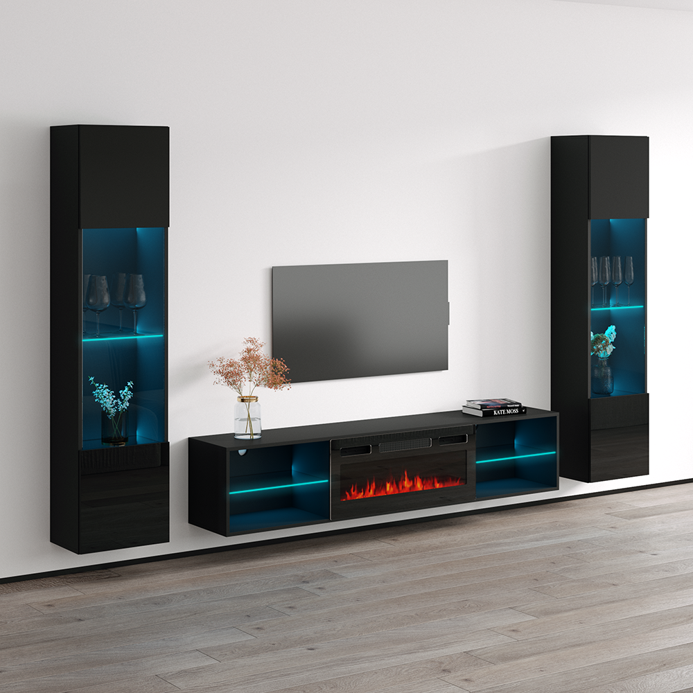 Lima BL-EF Floating Fireplace Entertainment Center