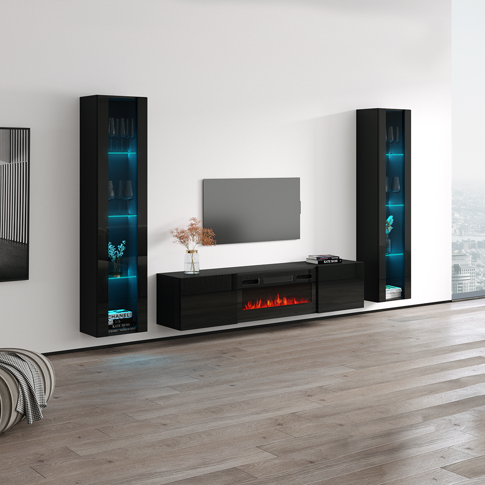 Cali BL-EF Floating Fireplace Entertainment Center