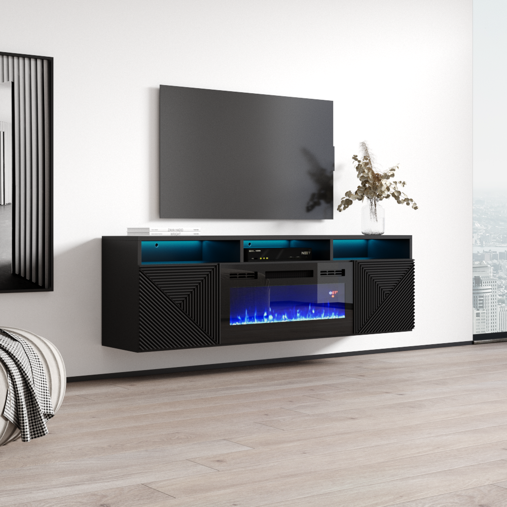 Giza BL-EF Floating Fireplace TV Stand