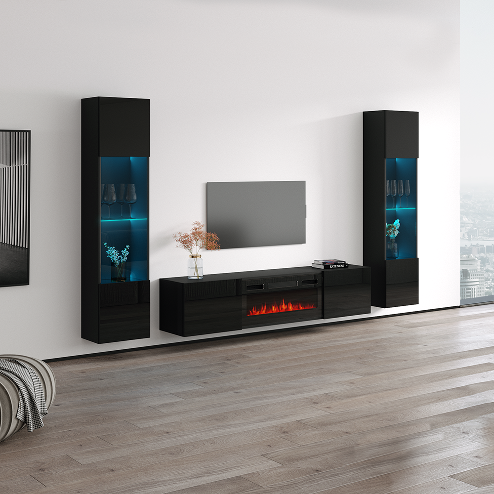 Cali BL-EF Floating Fireplace Entertainment Center