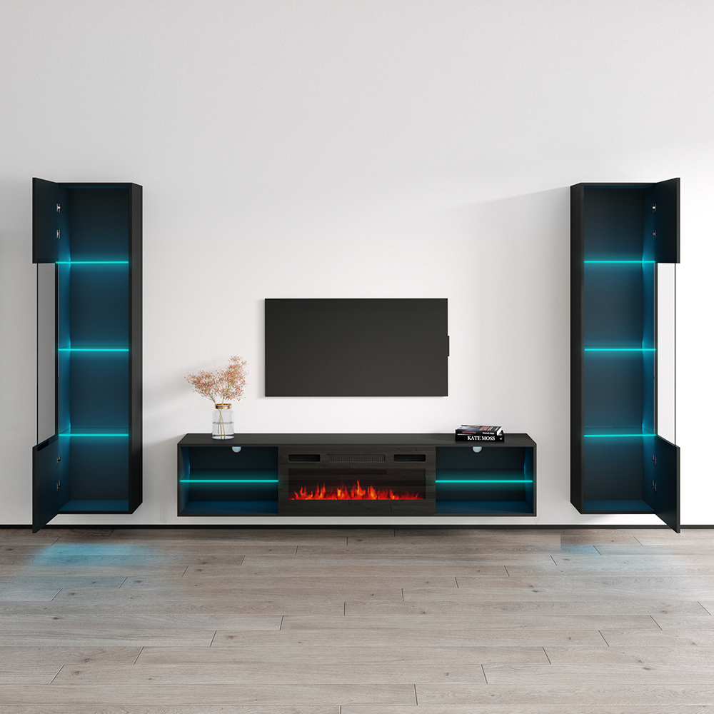 Lima BL-EF Floating Fireplace Entertainment Center