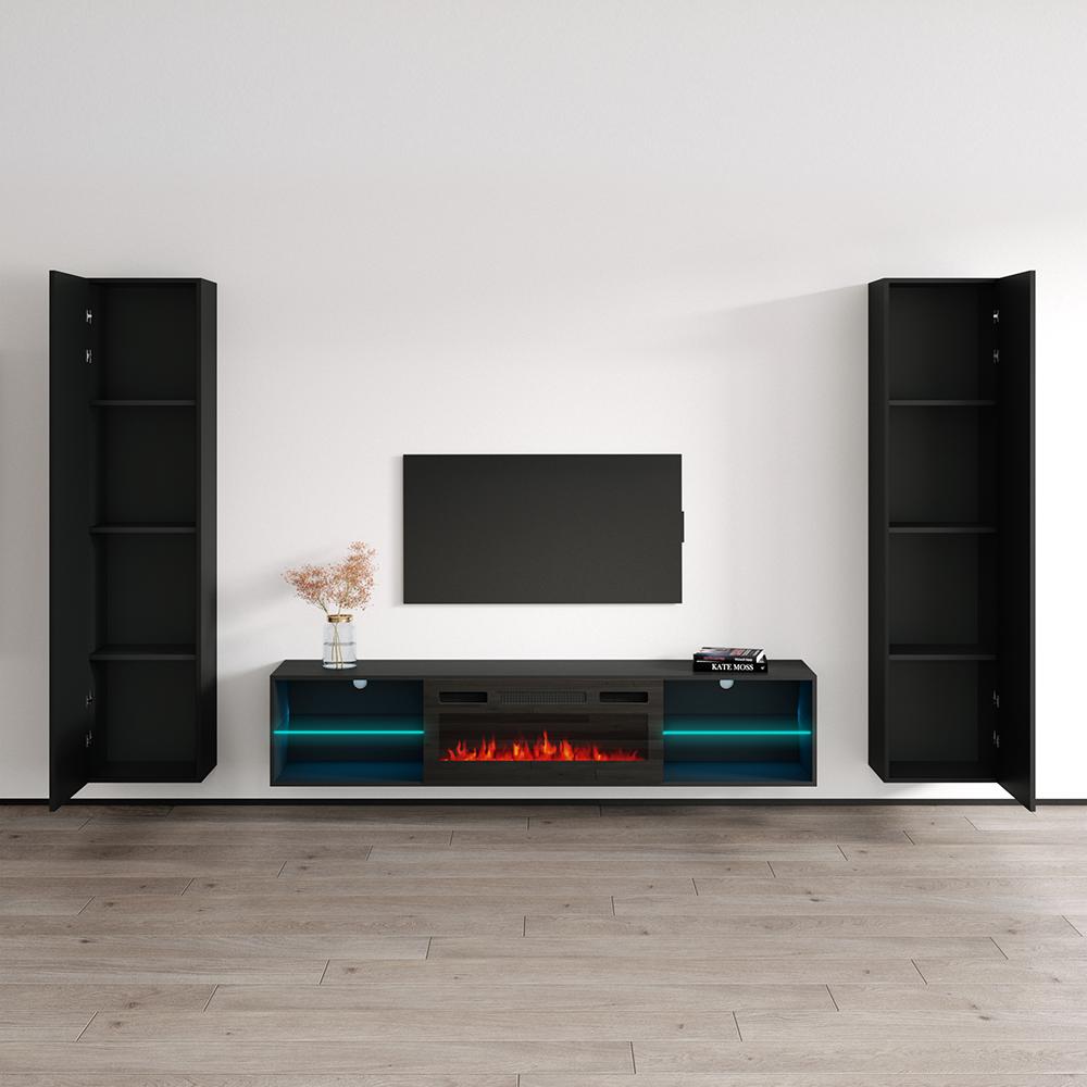 Lima BL-EF Floating Fireplace Entertainment Center