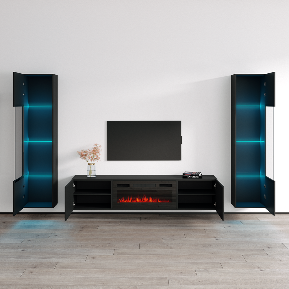 Cali BL-EF Floating Fireplace Entertainment Center