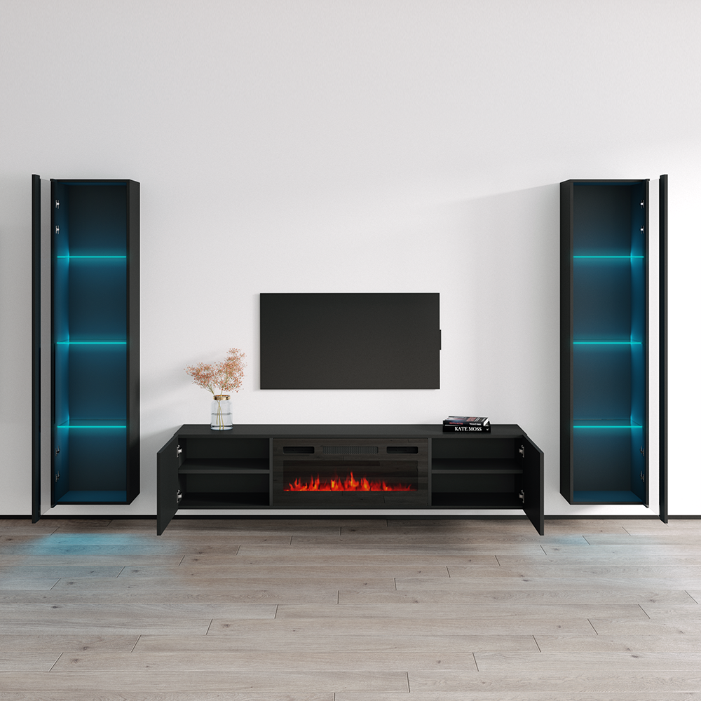 Cali BL-EF Floating Fireplace Entertainment Center