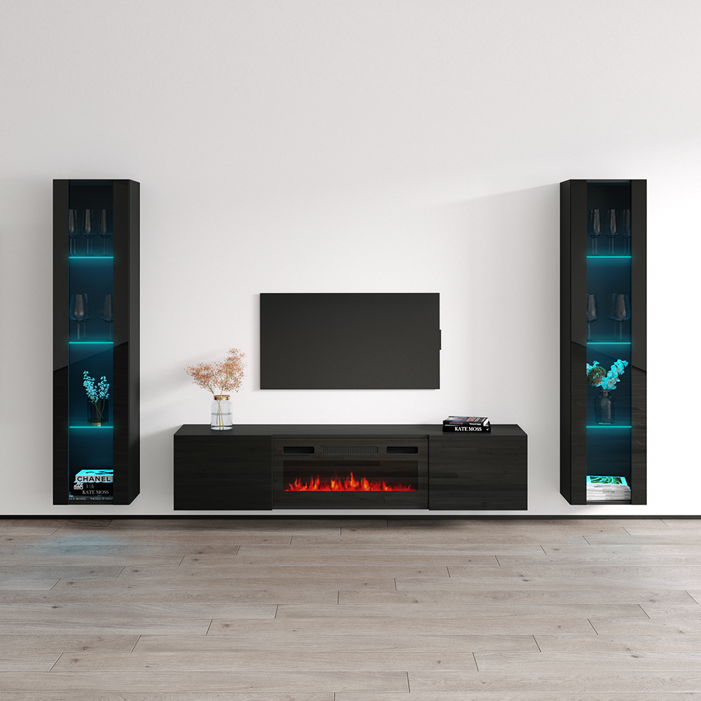 Cali BL-EF Floating Fireplace Entertainment Center