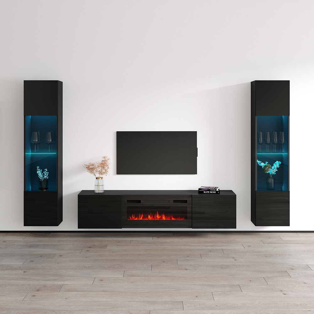 Cali BL-EF Floating Fireplace Entertainment Center