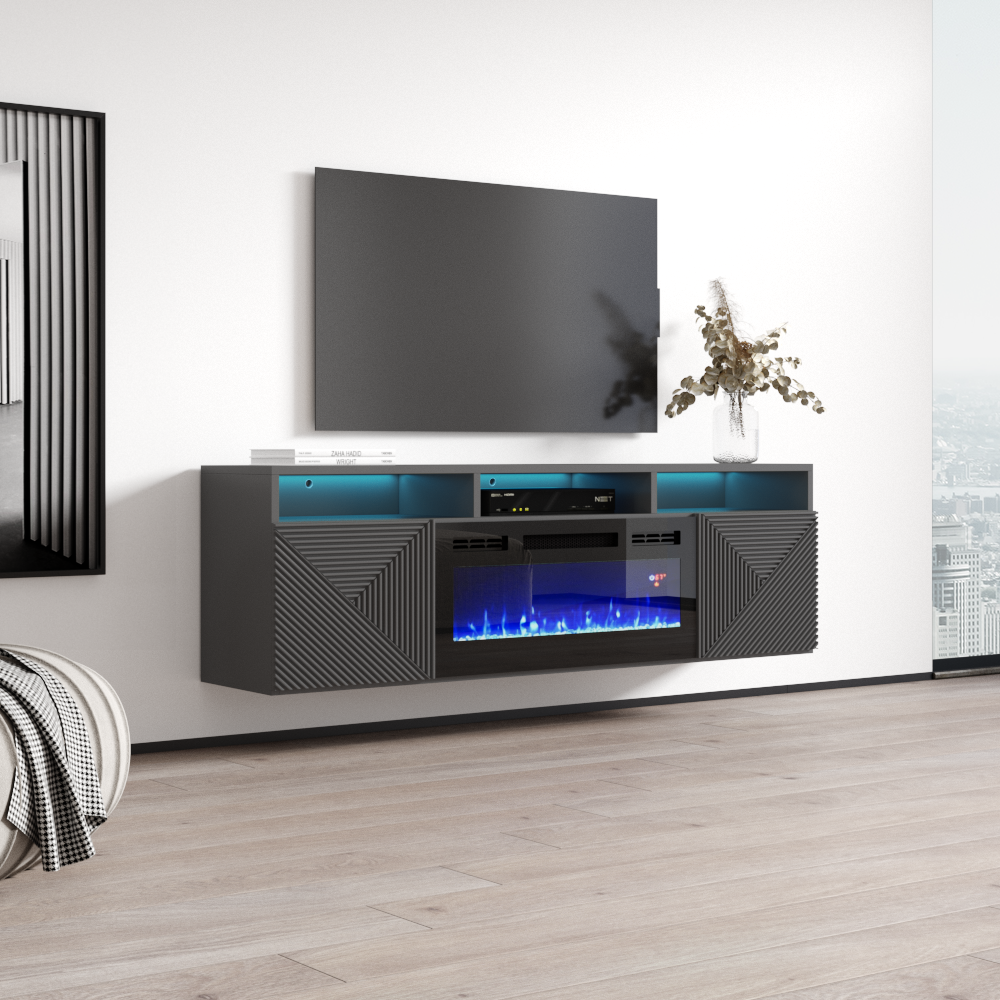 Giza BL-EF Floating Fireplace TV Stand