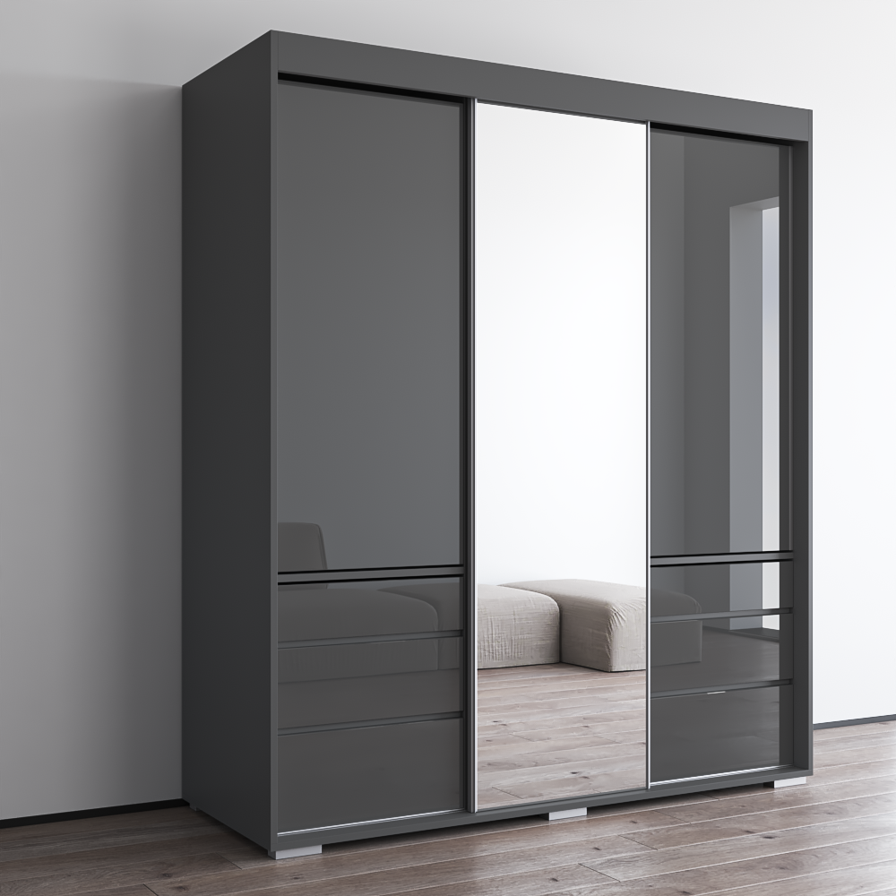 Monaco 3D Wardrobe with Mirror