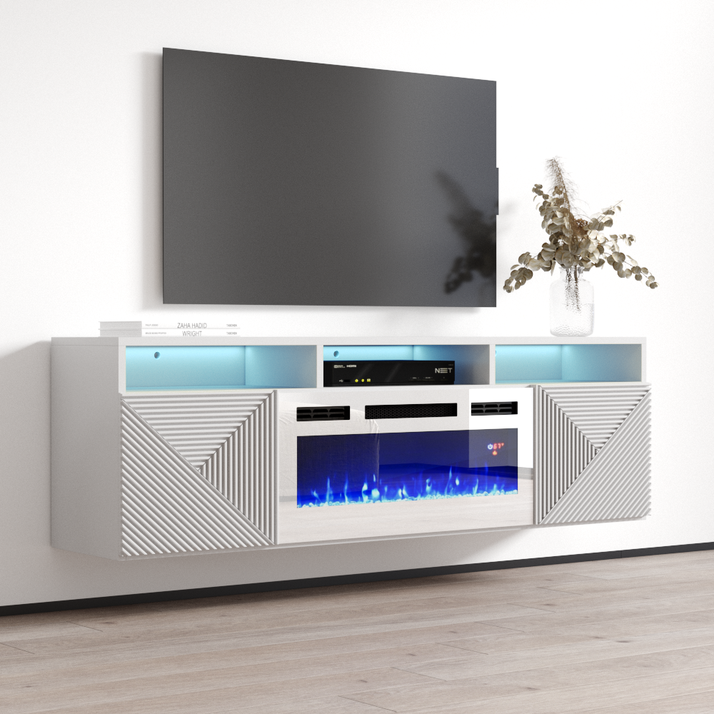 Giza WH-EF Floating Fireplace TV Stand