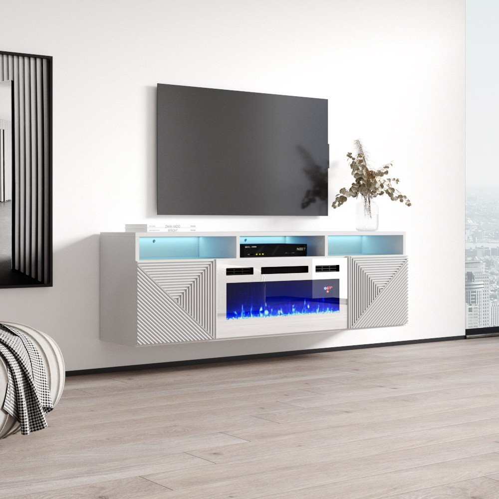 Giza WH-EF Floating Fireplace TV Stand