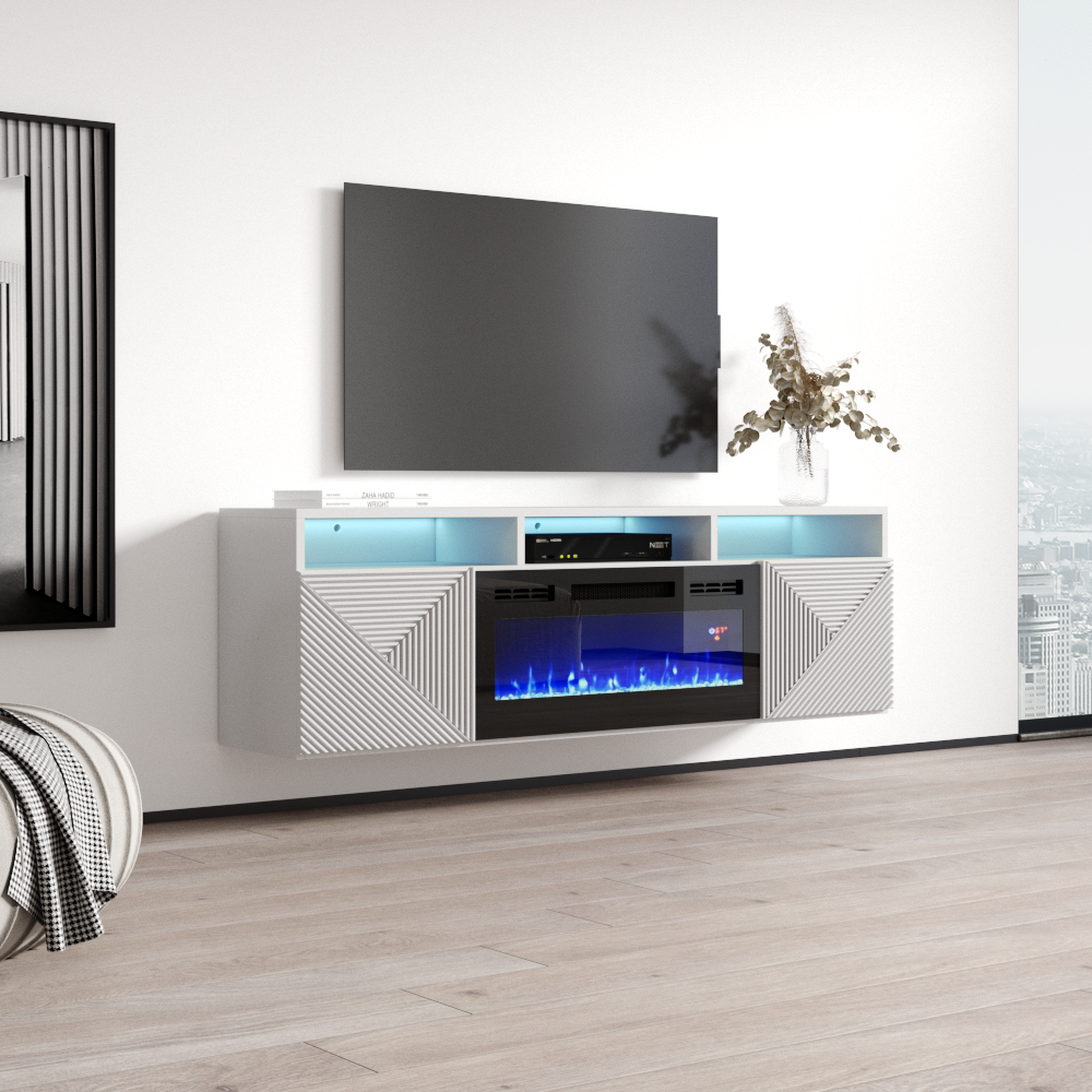 Giza BL-EF Floating Fireplace TV Stand