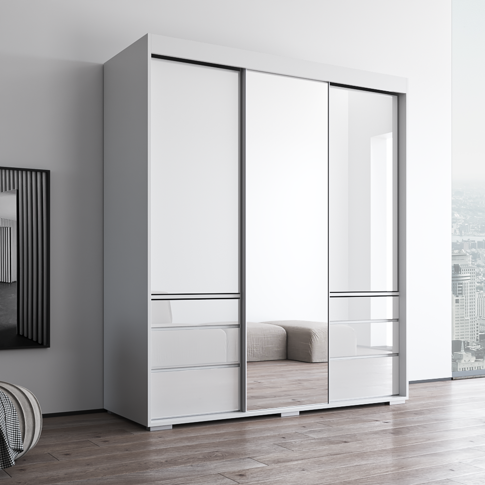 Monaco 3D Wardrobe with Mirror