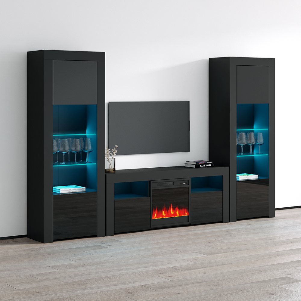 Milano 145EF-BK-BK Fireplace Entertainment Center