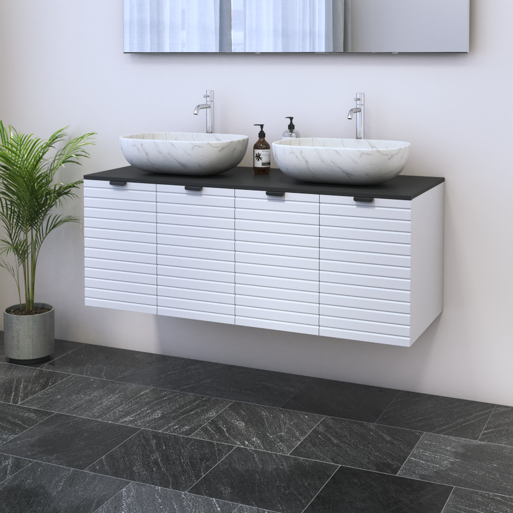 Capri 4D 120 Double Sink Floating Bathroom Vanity