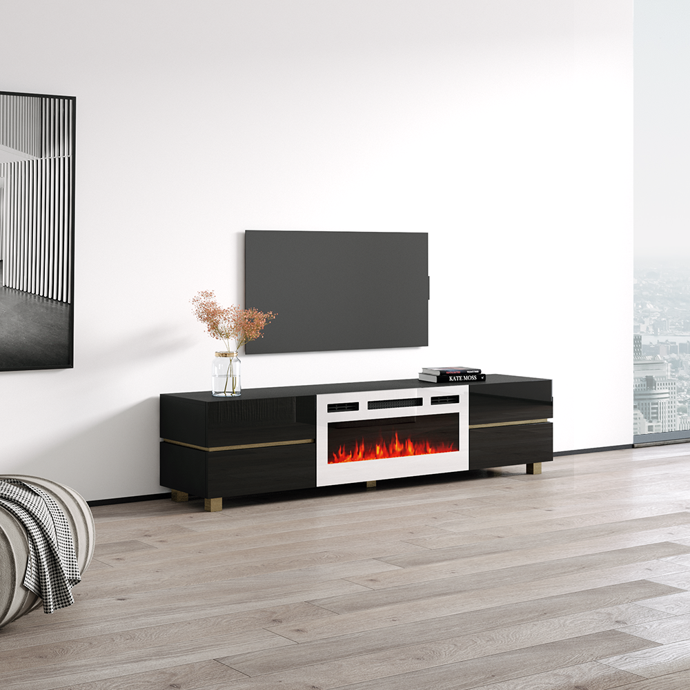 Bono 01 WH-EF Fireplace TV Stand