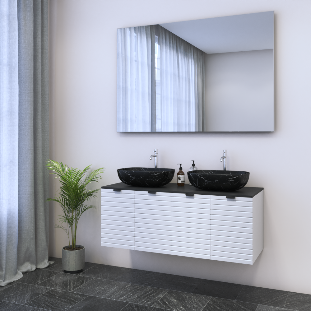 Capri 4D 120 Double Sink Floating Bathroom Vanity