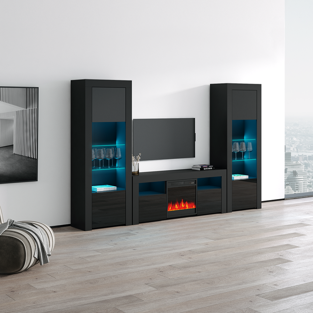 Milano 145EF-BK-BK Fireplace Entertainment Center