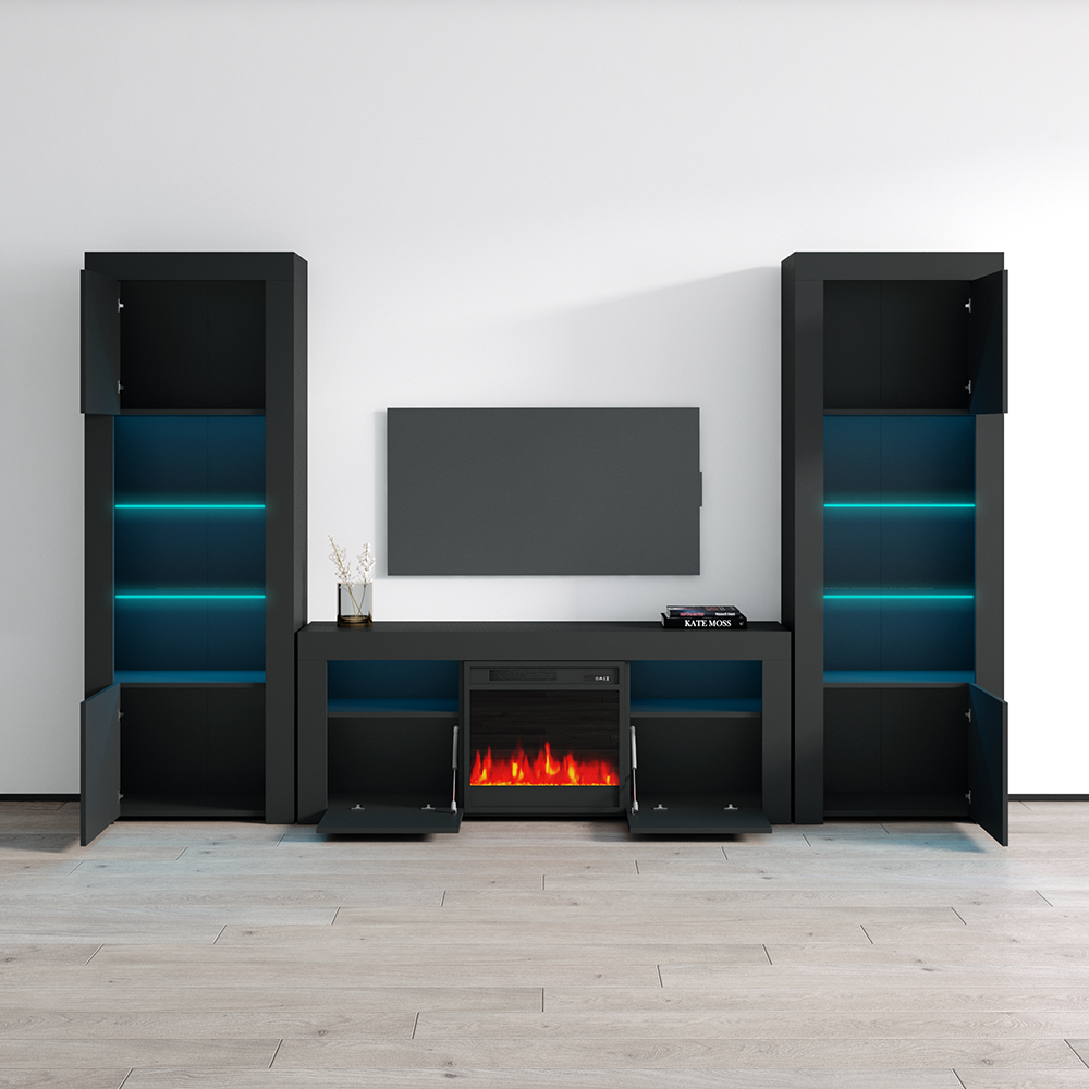 Milano 145EF-BK-BK Fireplace Entertainment Center