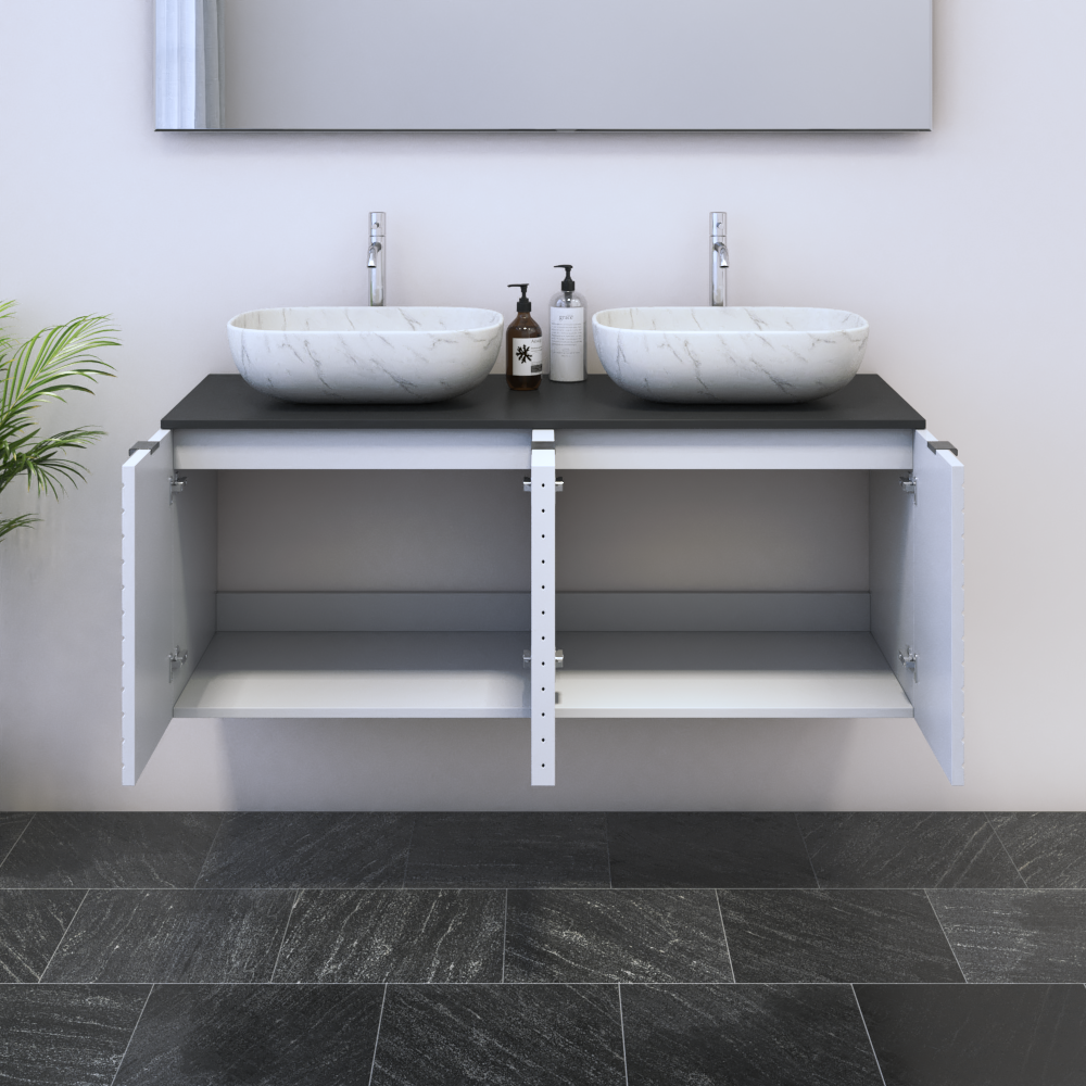 Capri 4D 120 Double Sink Floating Bathroom Vanity