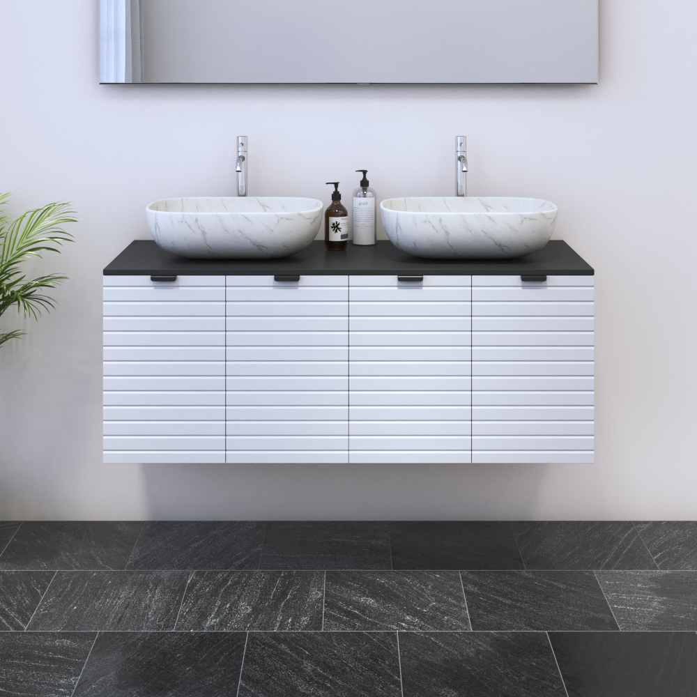 Capri 4D 120 Double Sink Floating Bathroom Vanity