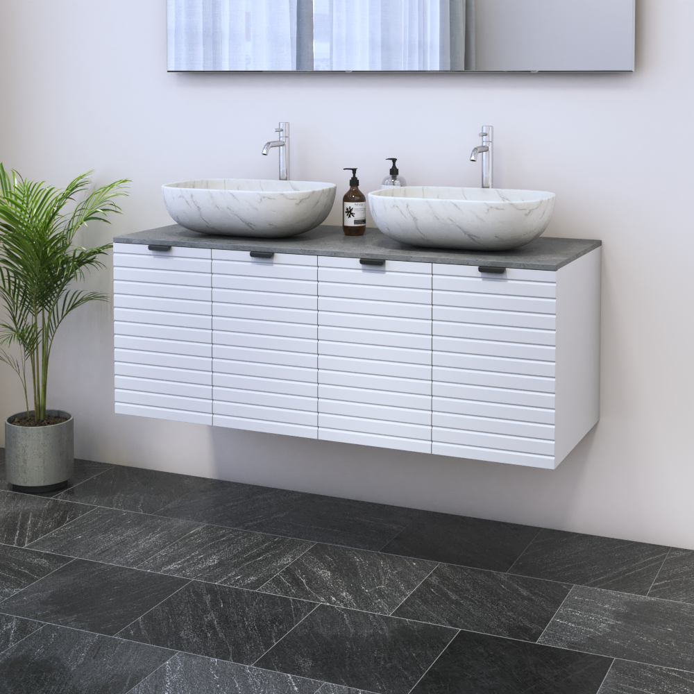 Capri 4D 120 Double Sink Floating Bathroom Vanity