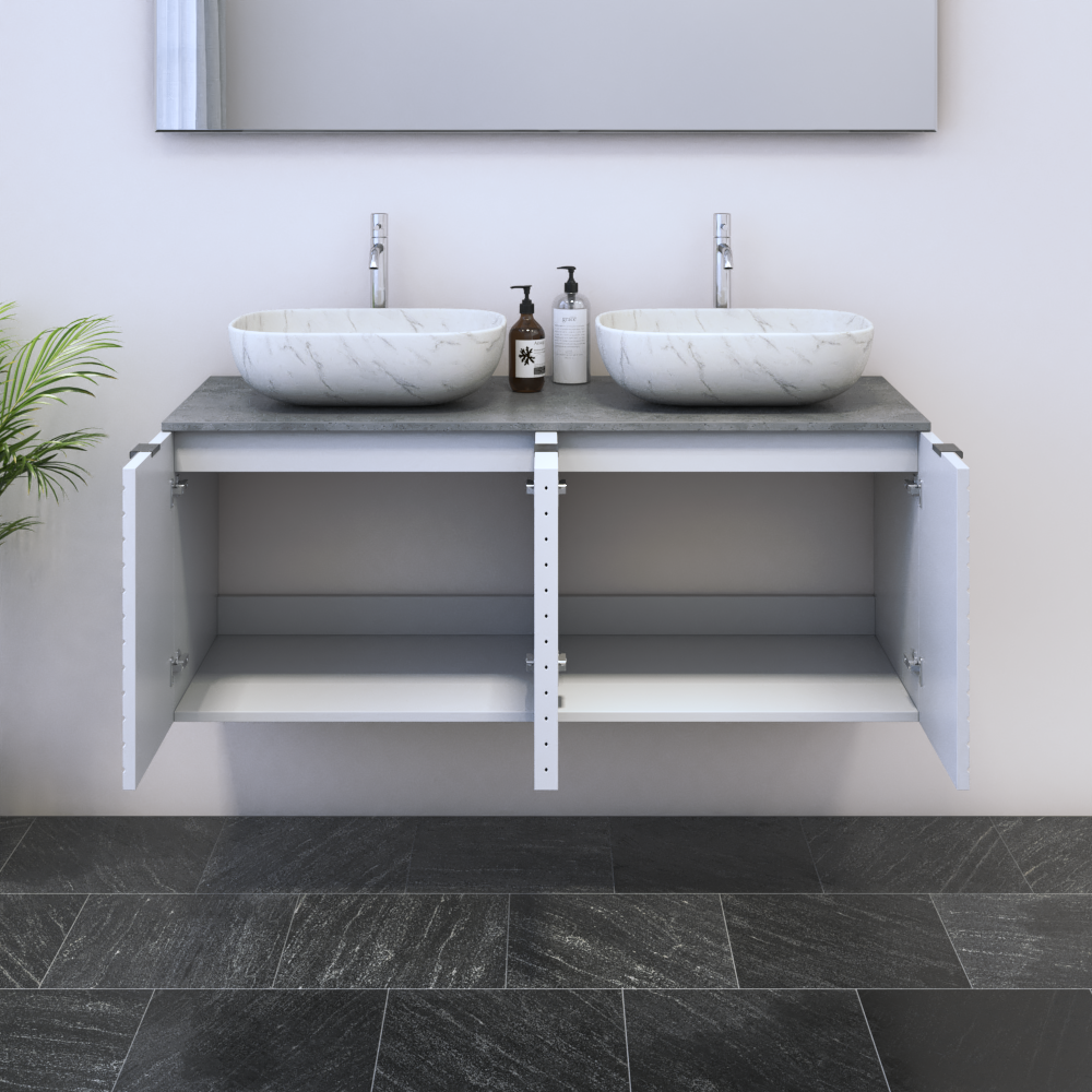 Capri 4D 120 Double Sink Floating Bathroom Vanity