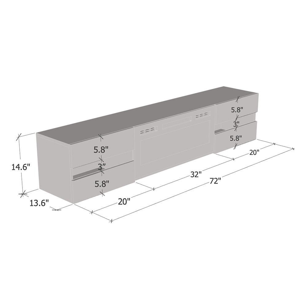 Metro WH-EF Floating Fireplace TV Stand