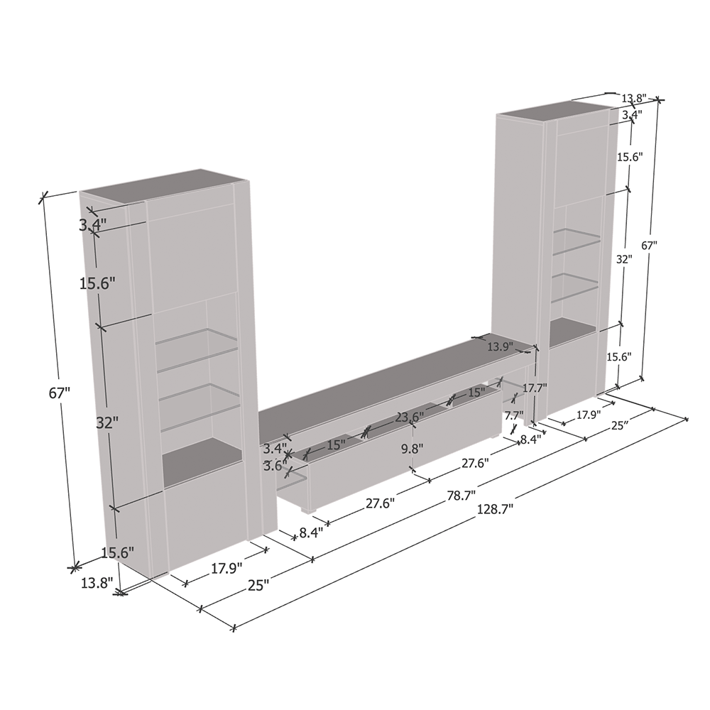 Milano 200-BK-BK Entertainment Center