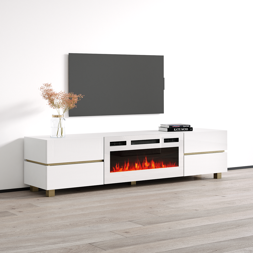 Bono 01 WH-EF Fireplace TV Stand