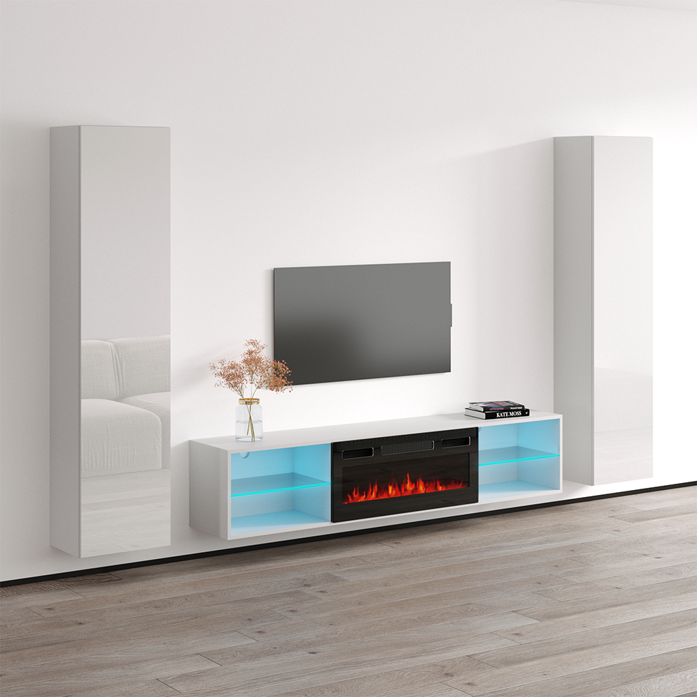 Lima BL-EF Floating Fireplace Entertainment Center