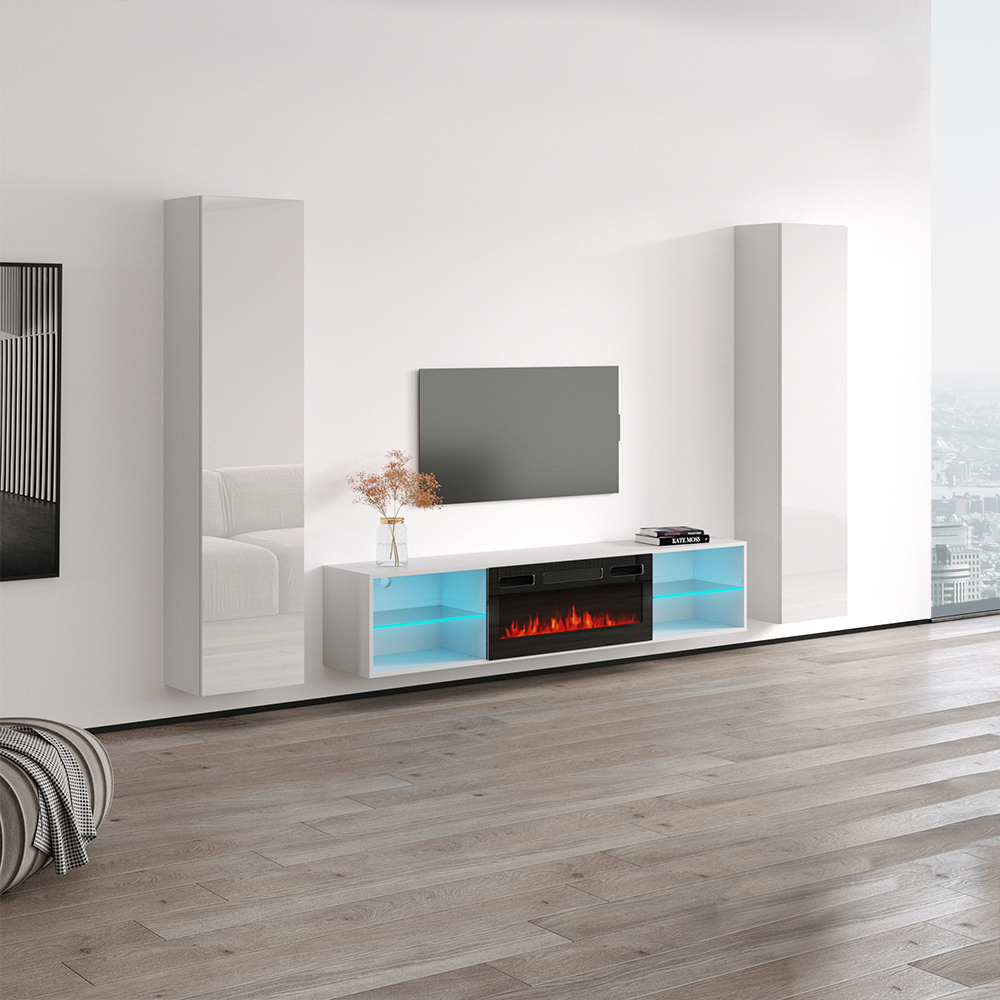 Lima BL-EF Floating Fireplace Entertainment Center